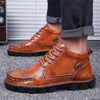 Winter Cowhide Casual Leather Shoes British Middle Cut Martin Boots - Verzatil 