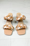 SODA Braided Strap Block Heel Slide Sandal in Nude