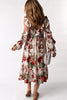 Floral Cold-Shoulder Ruffled Dress