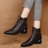 Heel Round Toe Soft Leather Plus Size Fashion Short Boots Women Shoes - Verzatil 