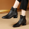 Heel Round Toe Soft Leather Plus Size Fashion Short Boots Women Shoes - Verzatil 
